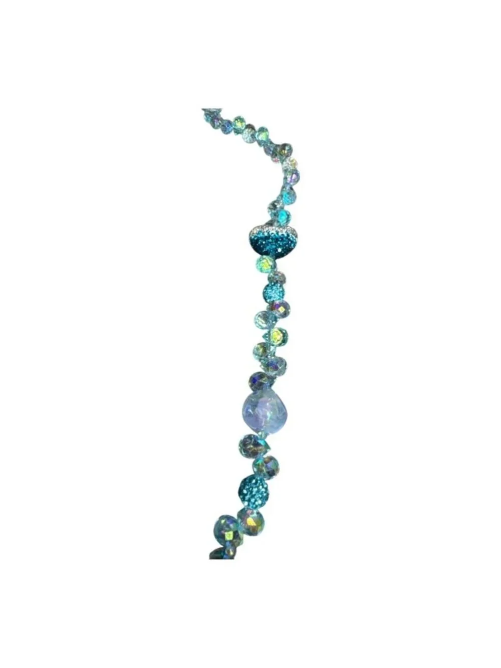 Blue Turquoise Iridescent Beaded Lanyard – 48